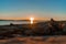 Textured Tranquility, Blurred Backdrop of a Rocky Lake Shoreline