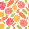 Textured vegetables seamless pattern background
