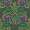 Textured vintage emboss 3d Damask seamless pattern. Floral embossed colorful background. Grunge ornate backdrop. Line art flowers