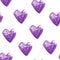 Textured violet hearts seamless pattern