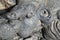 Textures of black lava (pahoehoe) in Santiago island