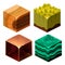 Textures for Platformers Icons Cubical Vector Set