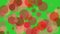 texturized red shapes over lime green background