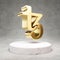 Tezos cryptocurrency icon. Gold 3d rendered icon on white marble podium