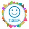 TGIF - Thank God Its Friday Colorful Random Shapes Circle