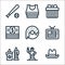 Th of july line icons. linear set. quality vector line set such as cowboy hat, candles, tv, doughnut, money, gift box, crop top
