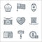 Th of july line icons. linear set. quality vector line set such as dollar, sausage, shorts, usa, heart, drum, rugby ball