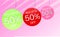 Th Set of colorful round stickers with the words sale of up to 50 off