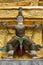 Thai antique sculpture, giant sculpture from Ramayana epic poem at Wat Phra Keaw, temple of the emerald Buddha, Bangkok