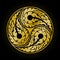 Thai art golden yin and yang patterns with 3 parts - vector
