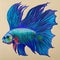 Thai betta fish with long and flowing fins. AI-Generated.