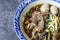 Thai boat noodles is Thailand`s most famous noodles soup,Thai Boat noodles soup or Guay tiew reua ,Rice noodles thicken soup with