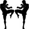 Thai boxing . Self-defense art on white background . martial arts body-vector