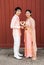 Thai Bridal in Thai Wedding Suit with Flowered Garland
