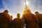 thai buddha monk praying at prathat nadun mahasarakham most important religion landmark in thailand