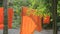 Thai buddhist monk clothes hanging on rope line