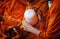 Thai buddhist monks Praying in Temple at Buddhist temple holding sacred cord or holy thread press the hands for worship in