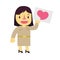 Thai cartoon character design of government woman with show love label on white background.