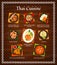 Thai cuisine vector menu, food meals of Thailand