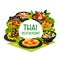 Thai cuisine vector Thailand dishes round frame