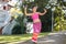 Thai dancing girl with northern style dress in temple