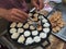 Thai dessert coconut macaroon (\'Ba Bin in Thai made from coconut, sugar, flour, salt)