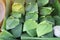 Thai desserts stuffed with banana leaves wrapped in a food store