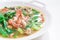 Thai Dishes called `Rad Na`, Wide Rice Noodles Seafood in Gravy, Chinese food