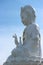 Thai famous big white bodhisattva guanyin statue with copy space sky background at Wat Huai Pla Kung temple, Chiang rai