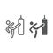 Thai fight line and glyph icon, training and boxer, boxing sign, vector graphics, a linear pattern on a white background