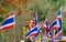 Thai flag parade in Thai wax festival.