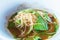 Thai flavor style food of boat noodle with black soup