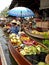 Thai Food Boat with Umbrella at Floating Market