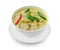 Thai food chicken green curry in the white bolw on white background