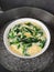 Thai food, Soft stream eggs with spinach, thai fast home cuisine