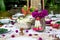 Thai food table decoration silver ware garland