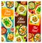 Thai food, Thailand cuisine cartoon vector banners