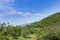 Thai forest outback landscape. Forested hills and meadows,