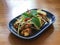 Thai fusion food, fried salmon spicy salad