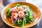 Thai fusion food,vegetable fern and seafood salad -Diplazium esculentum