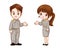 Thai government officers uniform couple cartoon character