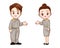 Thai government officers uniform couple cartoon character
