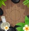 Thai herbs massage spa with compress herbs wood background