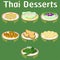 Thai khanom desserts sweet sugar tasty tub tim banana coconut delicious chestnut homemade vector download now illustration