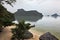 Thai Longtail boat moored on picturesque bay