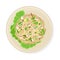 Thai Main Course with Noodles and Soft Cheese Top View Vector Illustration
