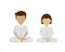 Thai man and woman meditation vector, collections