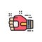Thai martial art, hand in fight glove, muay thai flat color line icon.