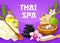 Thai massage spa oil and stones, towels and sponge