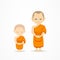Thai monks and thai novice stand up vector, isolated on white